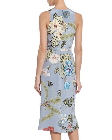 gucci flora knight-print silk-cady dress|Gucci Floral Dresses for Women .